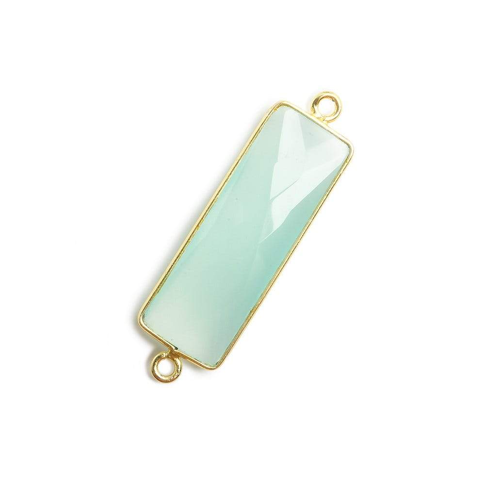 31x11mm Vermeil Bezel Seafoam Chalcedony Bar 2 ring Connector
