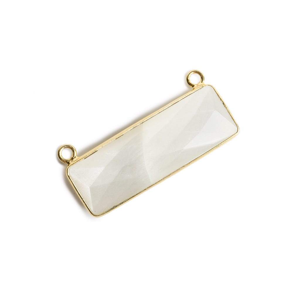 31x11mm Vermeil Bezel White Moonstone Bar 2 ring Connector East West 1 piece