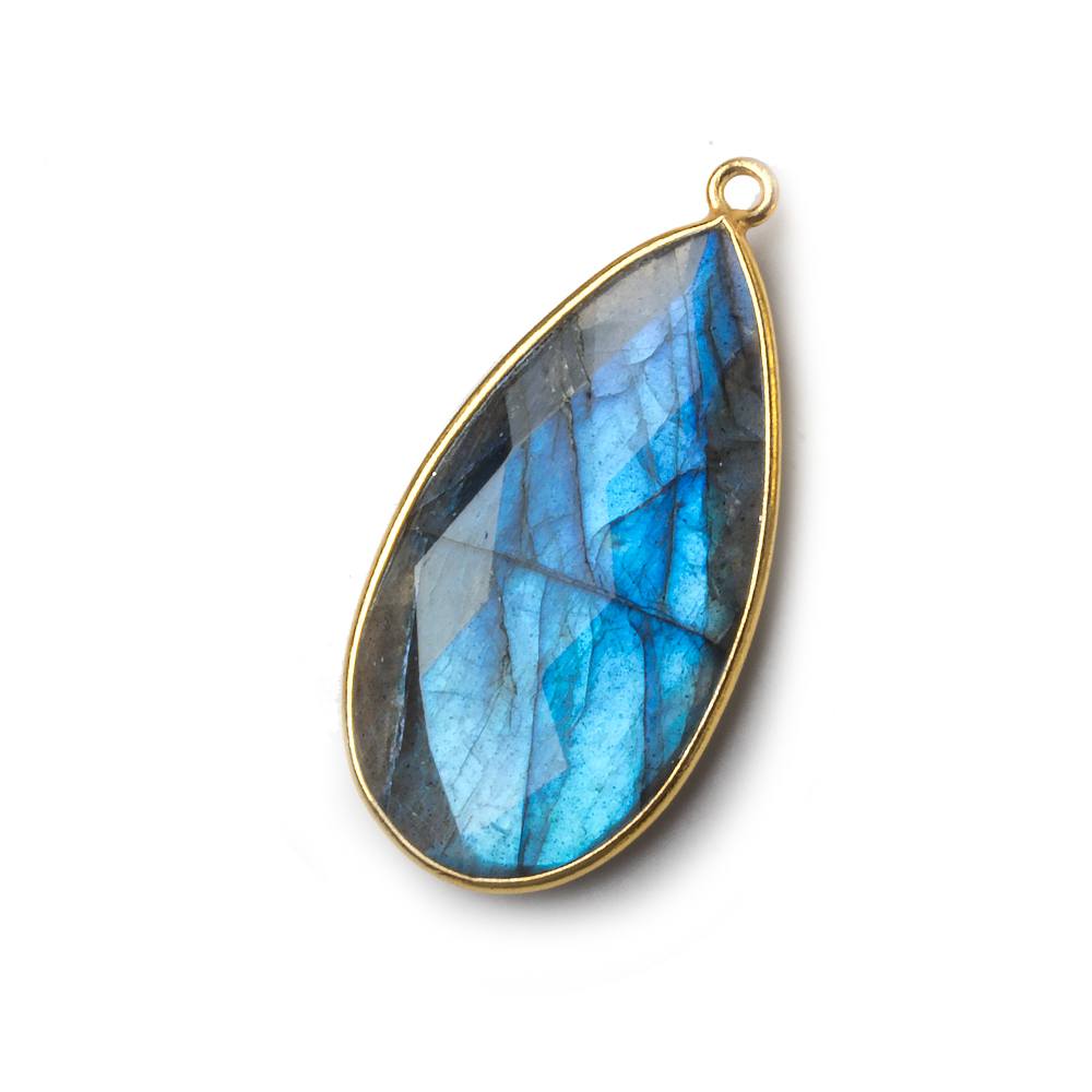 31x17mm Vermeil Bezel Labradorite faceted pear Pendant 1 piece