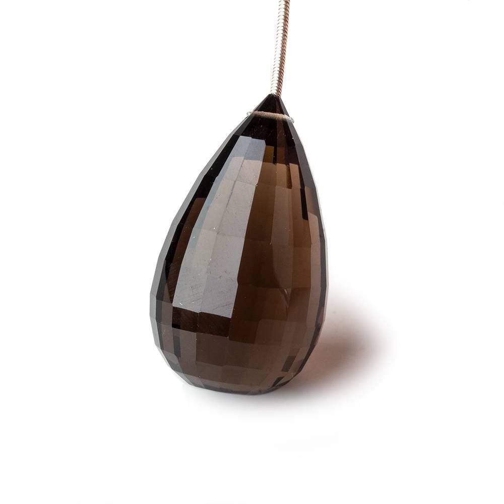 31x18mm Smoky Quartz Checkerboard Faceted Tear Drop Focal Bead 1 piece AAA