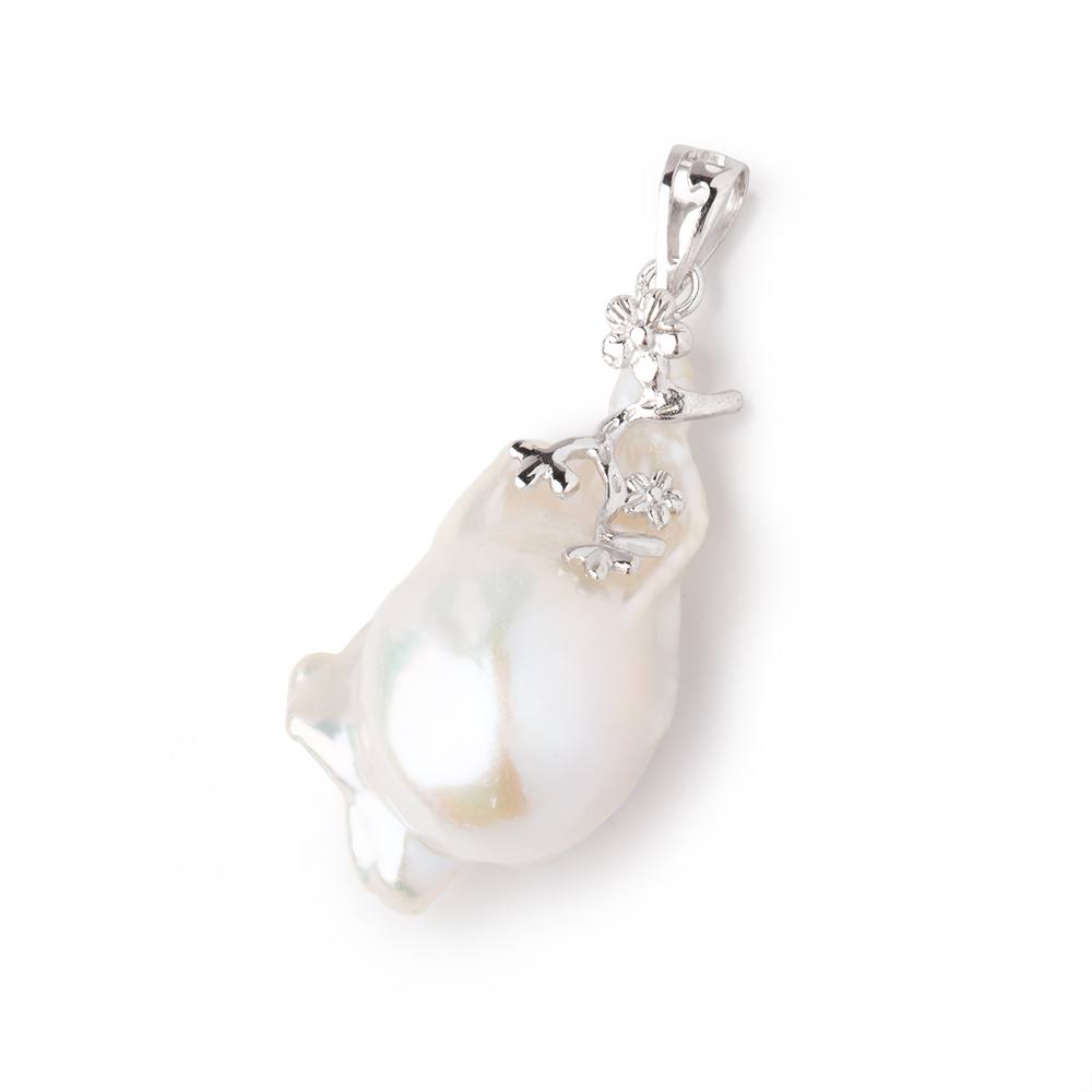 31x19mm White Ultra Baroque .925 Silver Pendant Focal 1 piece