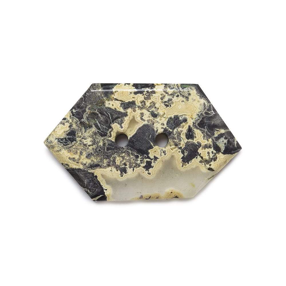 32.5x20mm Black & Tan Jasper Modified Hexagon 2.5mm hole button 1 piece