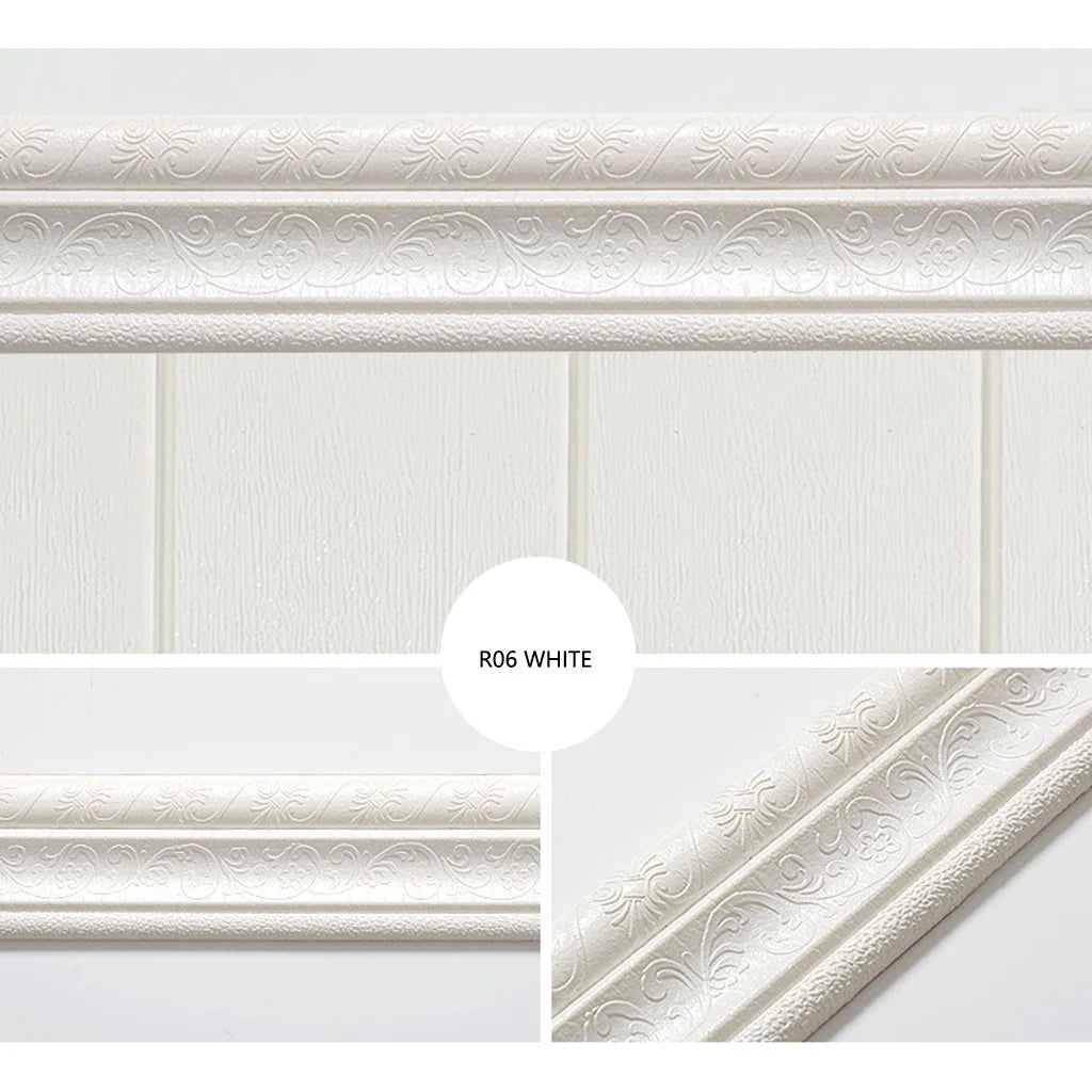 Self Adhesive Flexible Foam Molding Trim, Sticky Decorative Wall Lines Wallpaper Border for Home, Office, Hotel DIY Decoration Wall Edging Strip Border Waterproof Wall Decor 2.3Mx8Cm