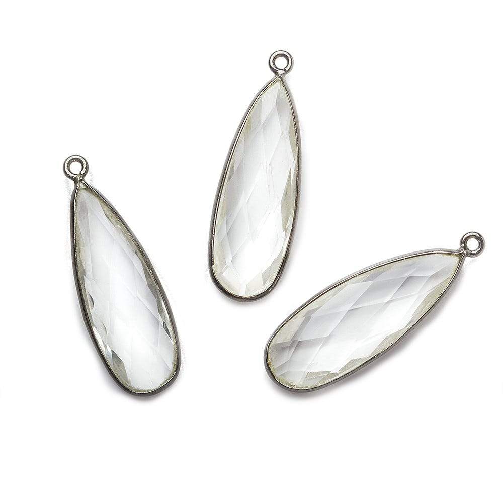 32x12mm Black Gold Bezeled Crystal Quartz Pear Pendant 1 piece