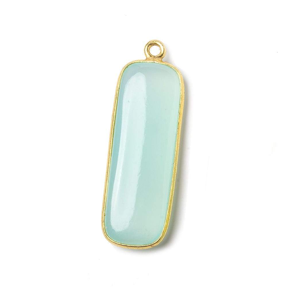 32x12mm Vermeil Bezel SeaBlue Chalcedony north south bar Pendant 1 focal bead