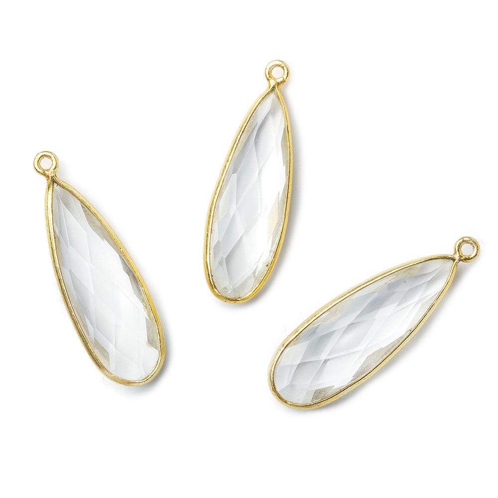 32x12mm Vermeil Bezeled Crystal Quartz Pear Pendant 1 piece