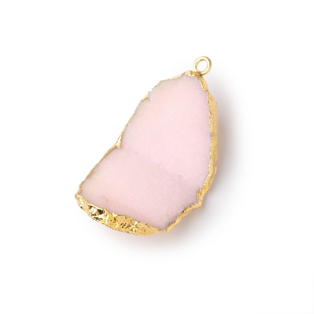 32x19mm Gold Leafed Pink Concave Drusy Pendant 1 focal piece