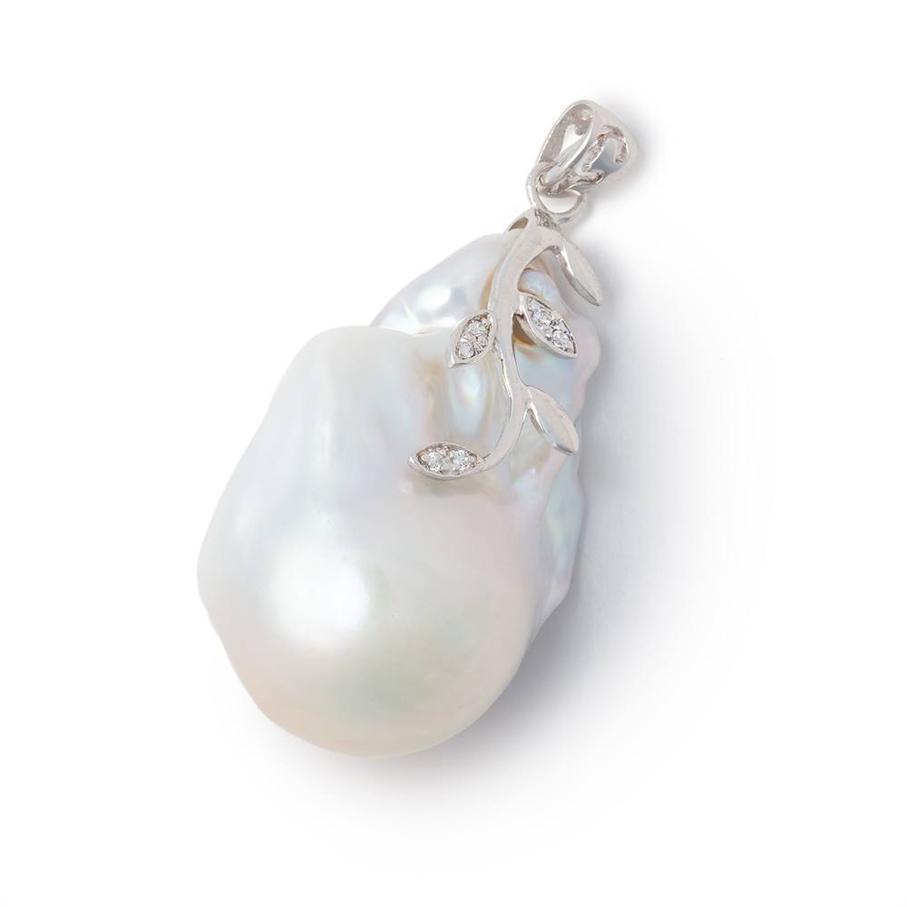 32x21mm .925 Silver Capped White Ultra Baroque Pearl Pendant 1 focal