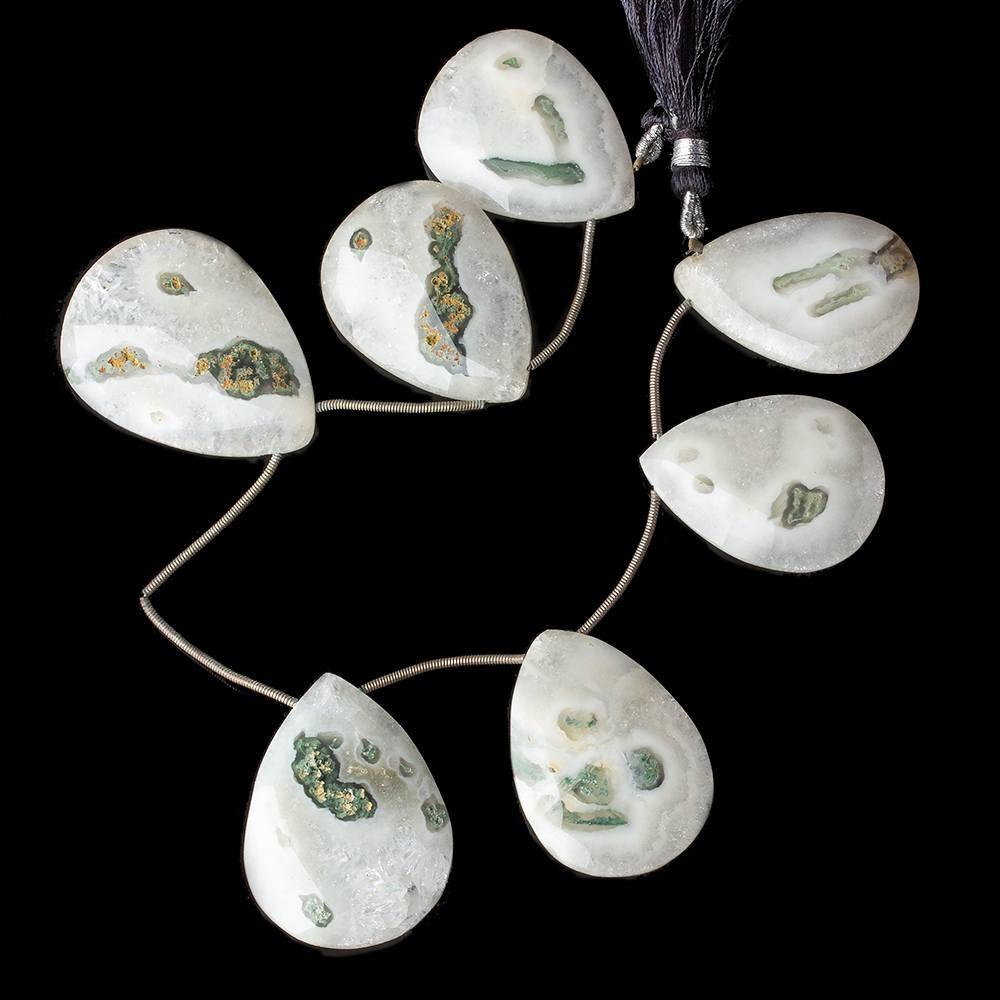 32x23-38x28mm Solar Quartz Faceted Pear Beads 8 inch 7 pieces