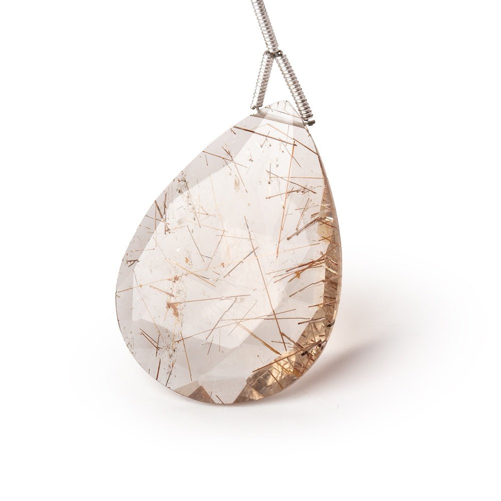 32x23mm Rutilated Quartz Faceted Pear Focal Bead 1 piece
