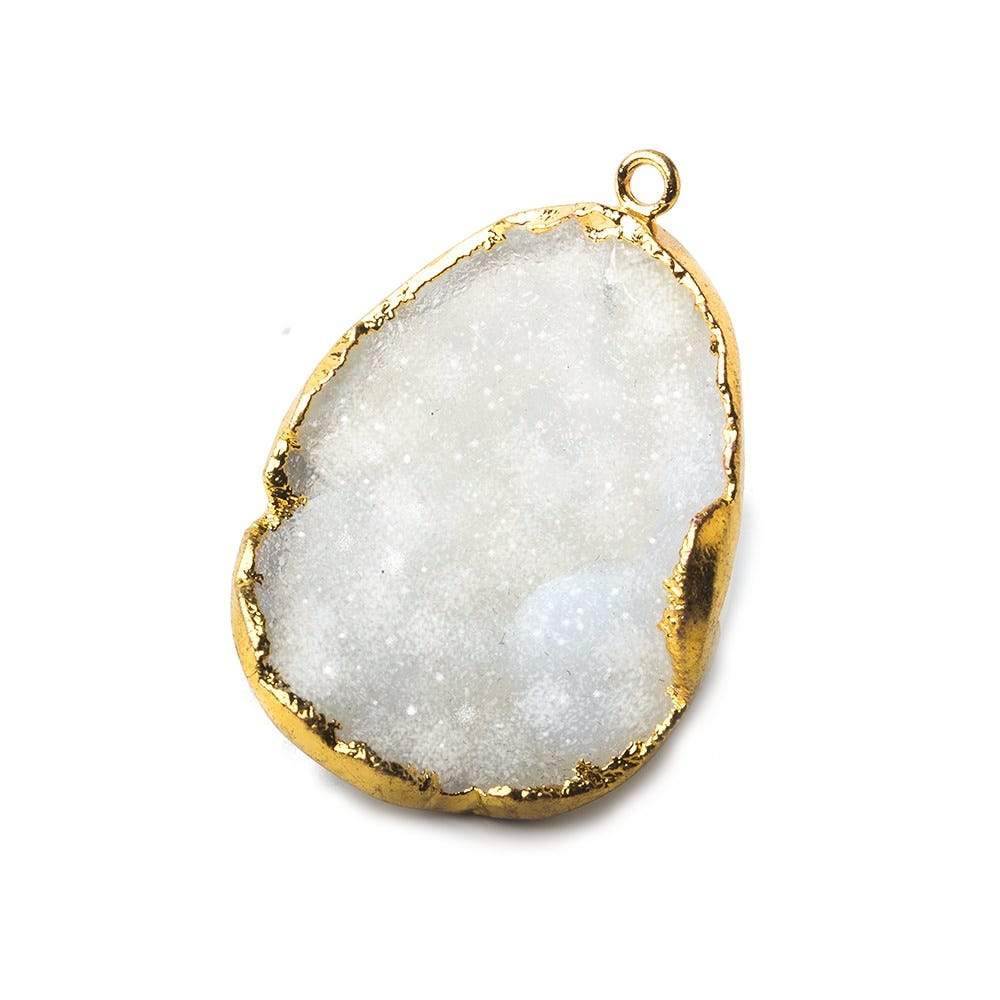 32x25x13mm Gold Leafed White Concave Drusy Focal Pendant 1 piece