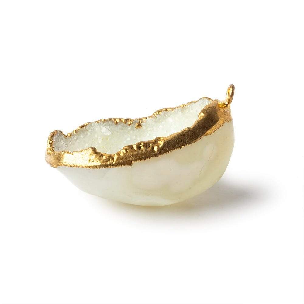 32x27x13mm Gold Leafed Lemon Yellow Concave Drusy Focal Pendant 1 piece