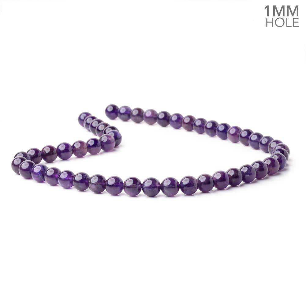 8mm Amethyst Plain Round Beads 14.5 inch 48 pieces 1mm hole A