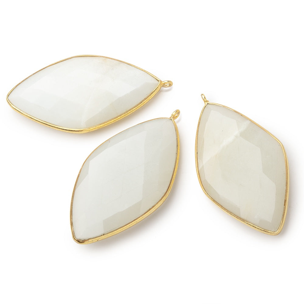 44x25mm Vermeil Bezel Beige Moonstone faceted kite Pendant 1 piece