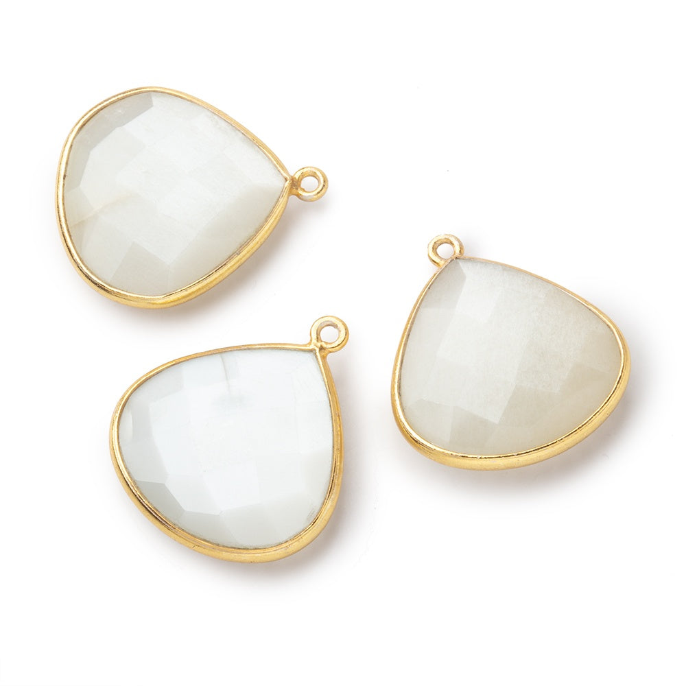 22x22mm Vermeil Bezeled White Moonstone Heart Pendant 1 piece