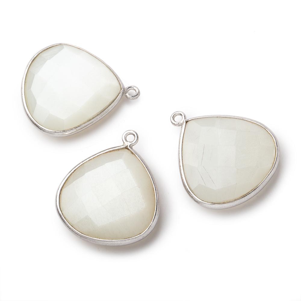 22mm Silver .925 Bezel White Moonstone Heart Pendant 1 piece