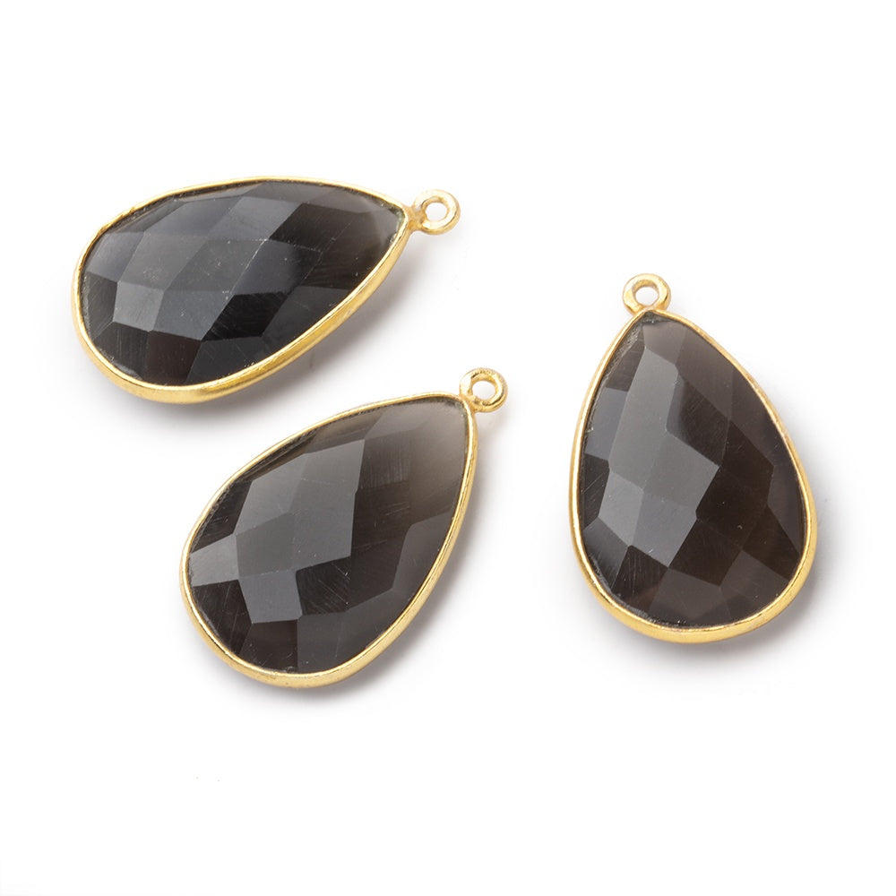 26x17mm Vermeil Bezel Platinum Grey Moonstone faceted pear Pendant 1 piece