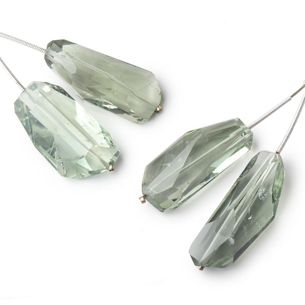 21-28mm Prasiolite Faceted Nugget Focal Beads Set of 2 pieces