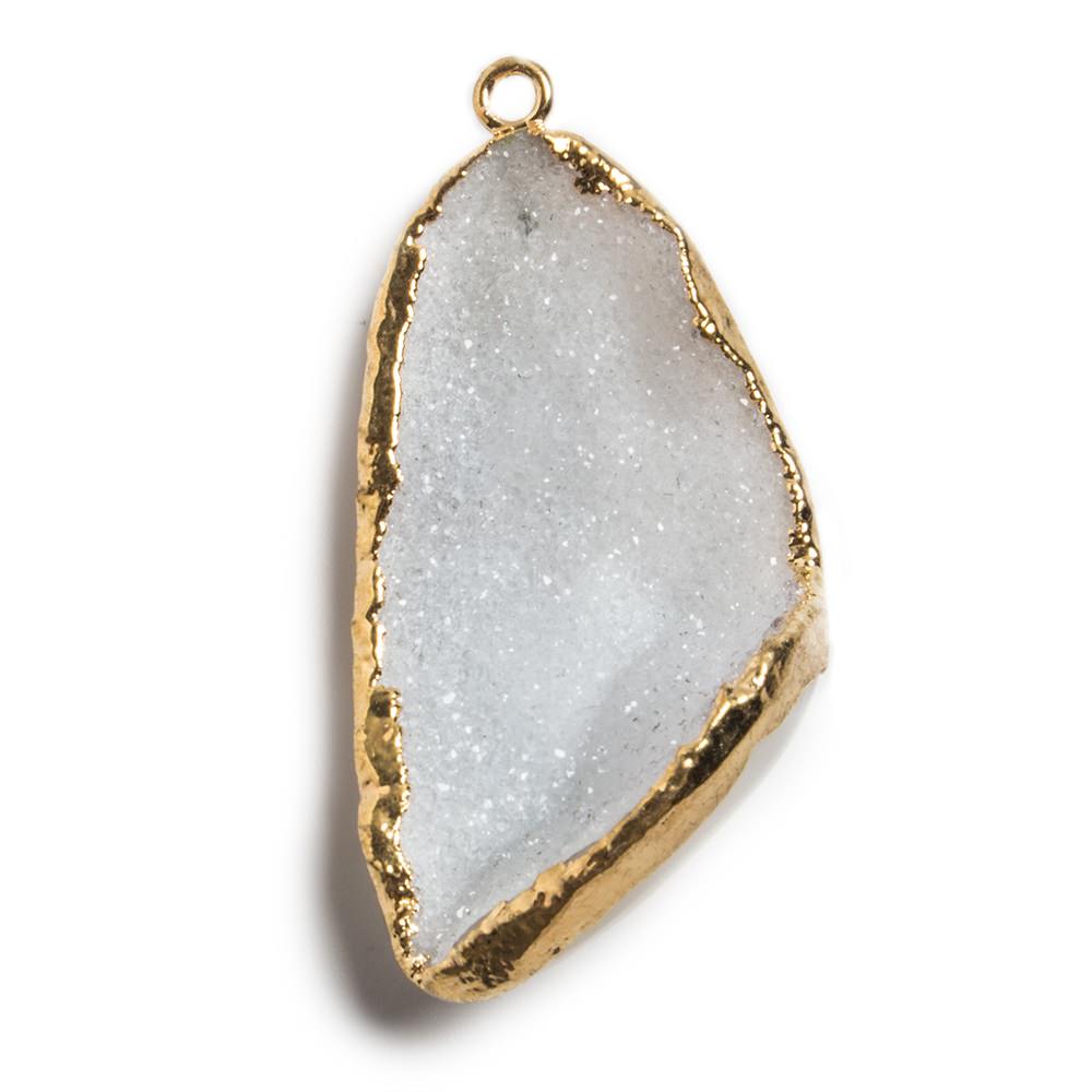 33x20x12mm Gold Leafed White Concave Drusy Focal Pendant 1 piece