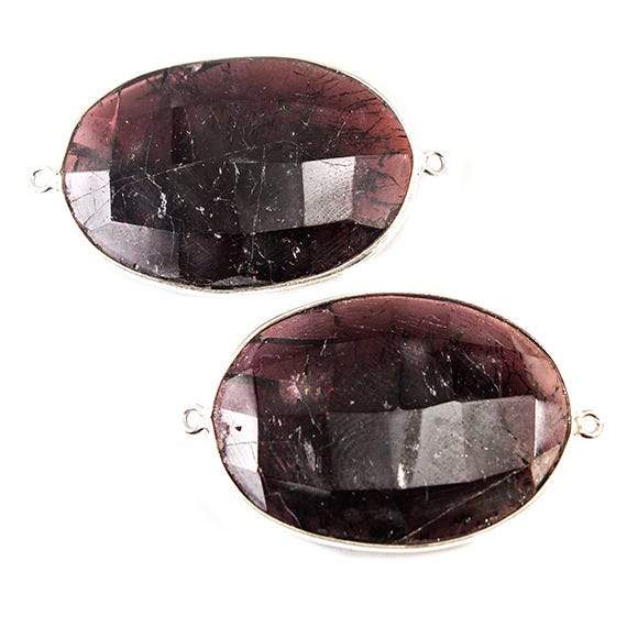 33x25mm Rhodolite Garnet Oval Sterling Silver Bezel Connector 1 piece