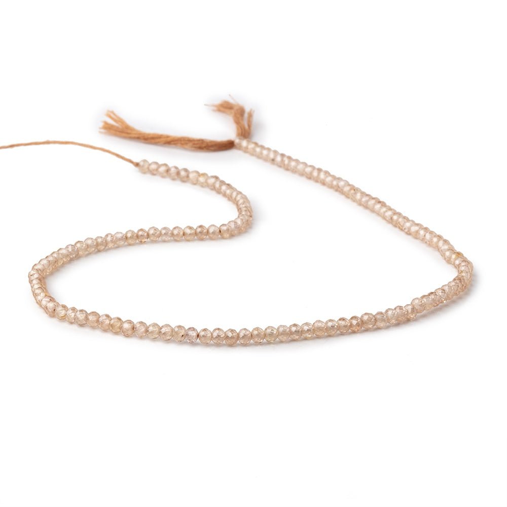 3.4mm Warm Champagne Zircon Micro Faceted Rondelles 12.5 inch 120 Beads AA
