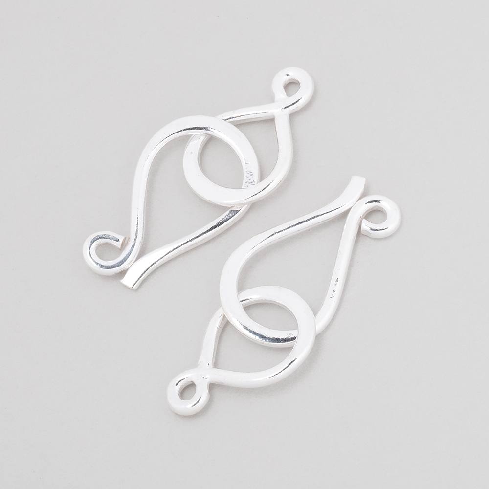 34x12mm Sterling Silver Shiny Hook and Eye Clasp 1 piece