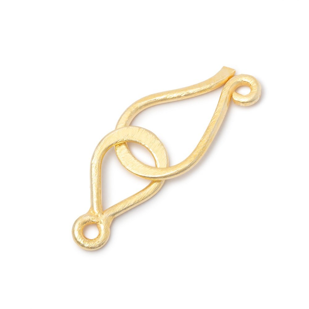 34x12mm Vermeil Brushed Hook and Eye Clasp 1 piece