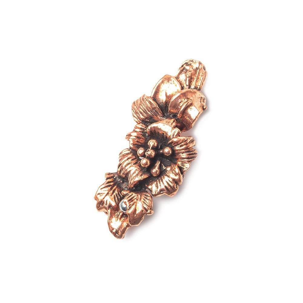 34x13x8mm Copper Connector , Hibiscus Flower and Leaves