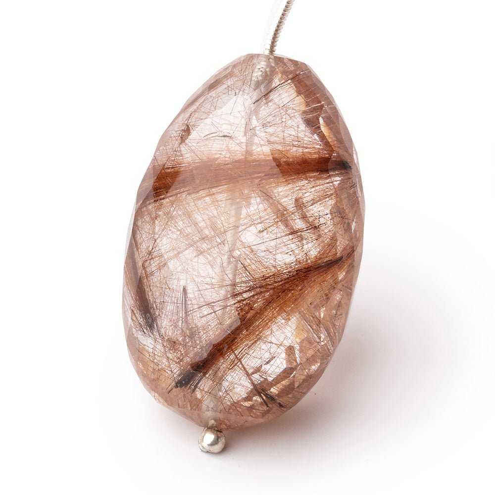 34x23x19mm Rutilated Quartz Faceted Nugget Focal Bead 1 piece