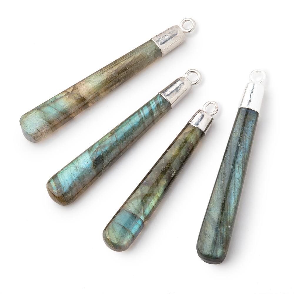 34x6-40x7mm Silver Leafed Labradorite Pear Pendant 1 piece