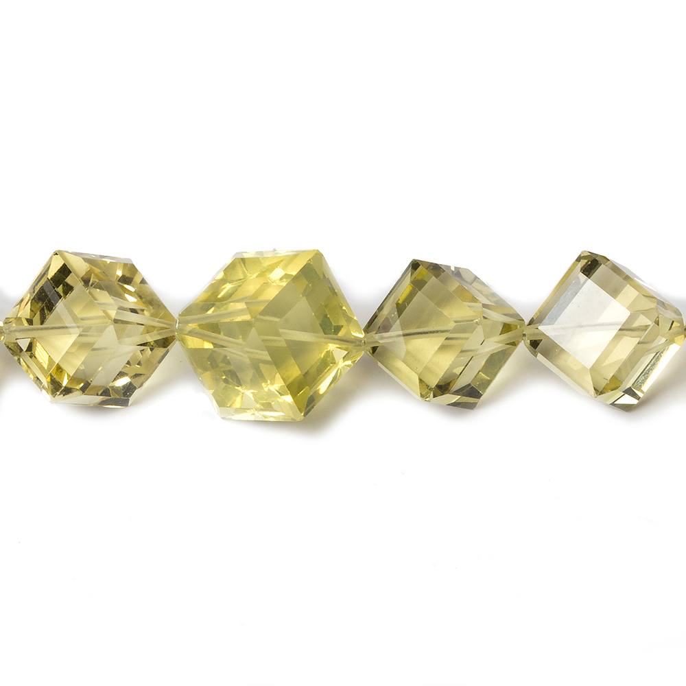 3.5-12mm Lemon Quartz Beveled Edge Cube beads 19 inch 63 pieces