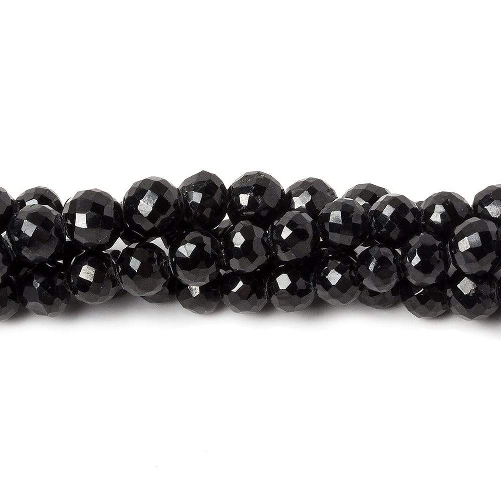 3.5-4.5mm Black Spinel Faceted Round Beads 16 inch 98 pieces