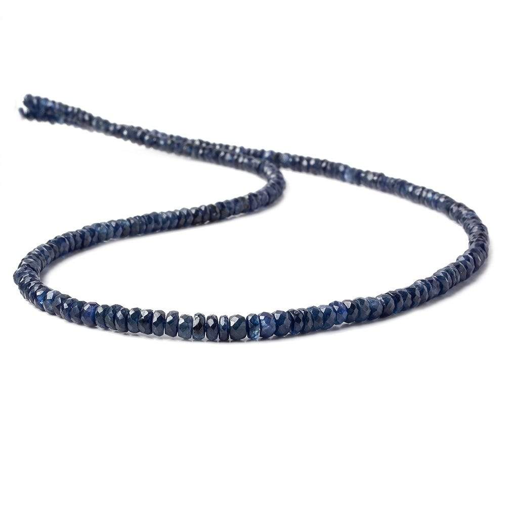 3.5-4.5mm Dark Blue Sapphire faceted rondelles 16 inches 210 beads AA