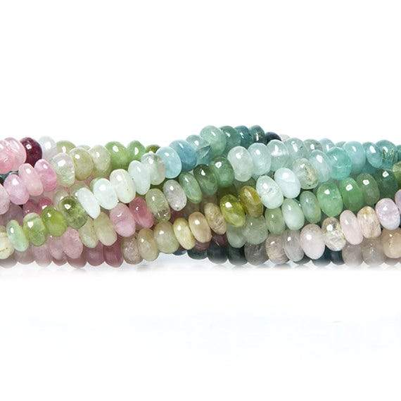 3.5-4.5mm MultiColor Tourmaline plain rondelle Beads 18 inch 200 pieces