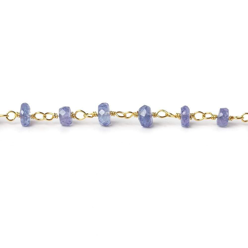 3.5-4.5mm Tanzanite faceted rondelle Vermeil Chain by the foot