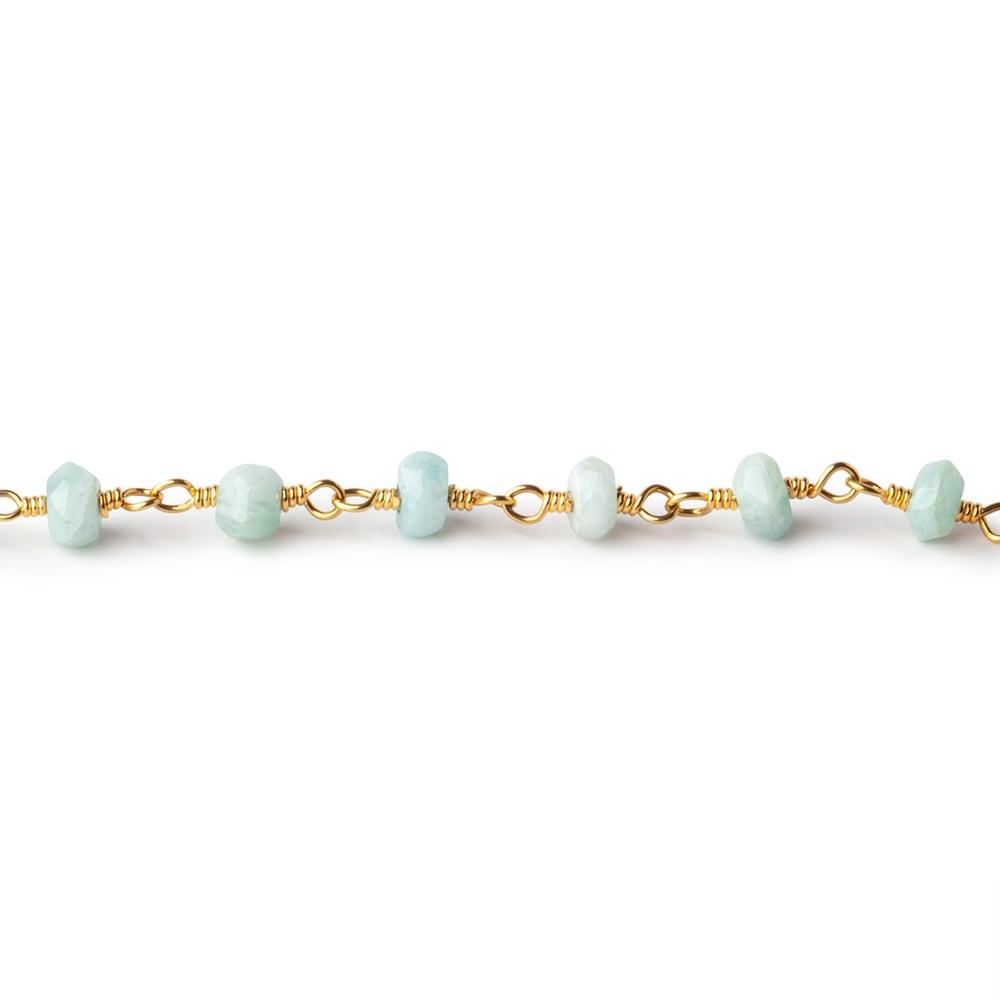 3.5-4mm Amazonite faceted rondelle Gold Chain by the foot 36 pieces