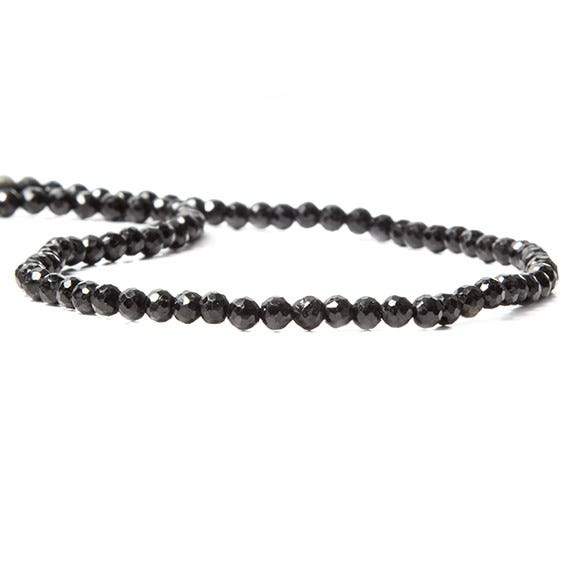 3.5-4mm Black Tourmaline Beads Faceted Round 94 pcs