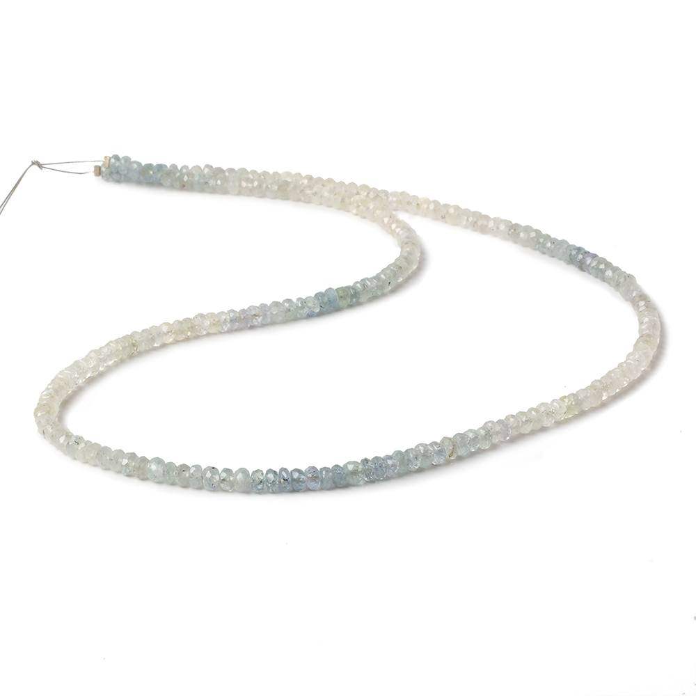 3.5 - 4mm Blue and White Sapphire Faceted Rondelle Beads 18 inch A Grade
