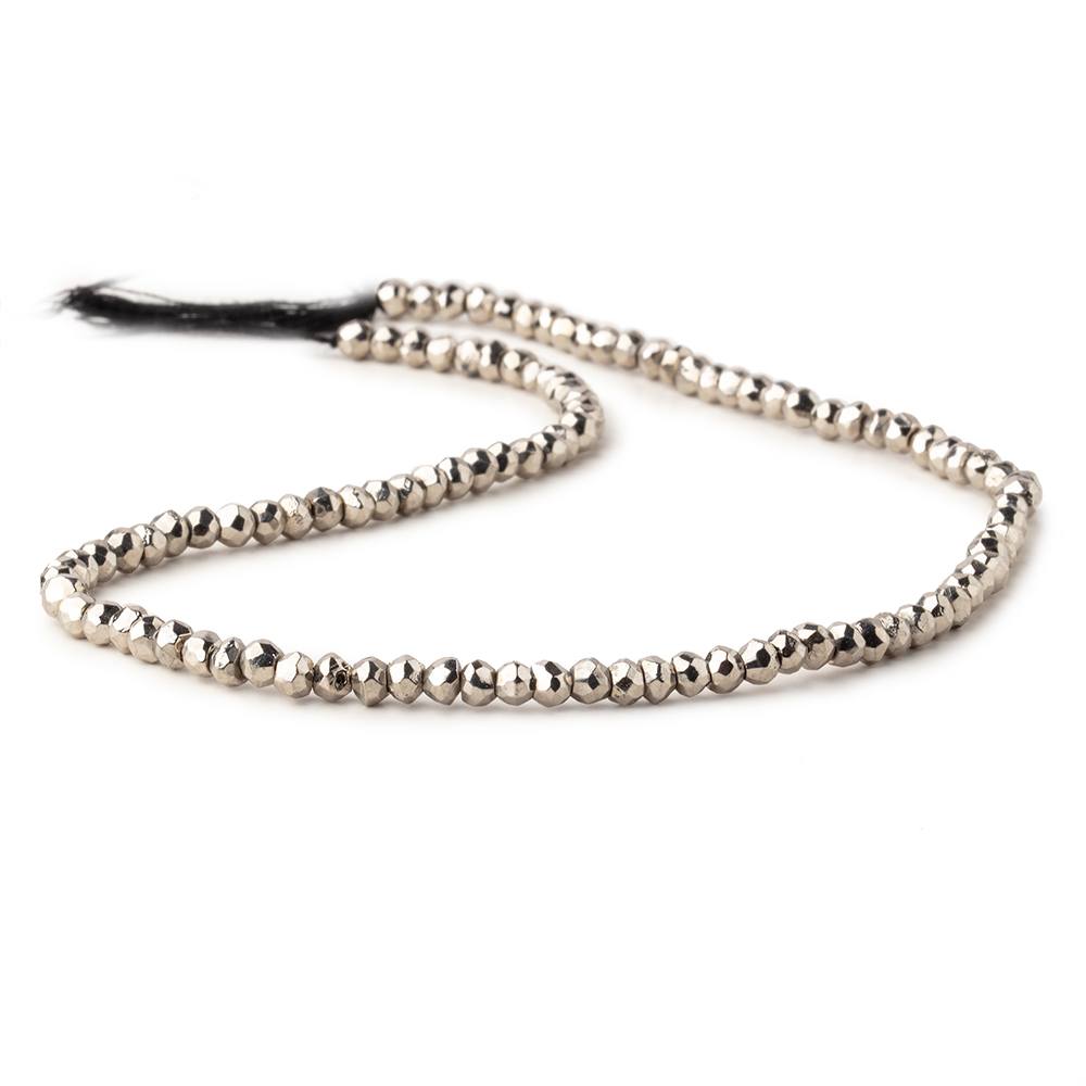 3.5-4mm Metallic Silver plated Pyrite faceted rondelle Beads 13 inch 104 pcs