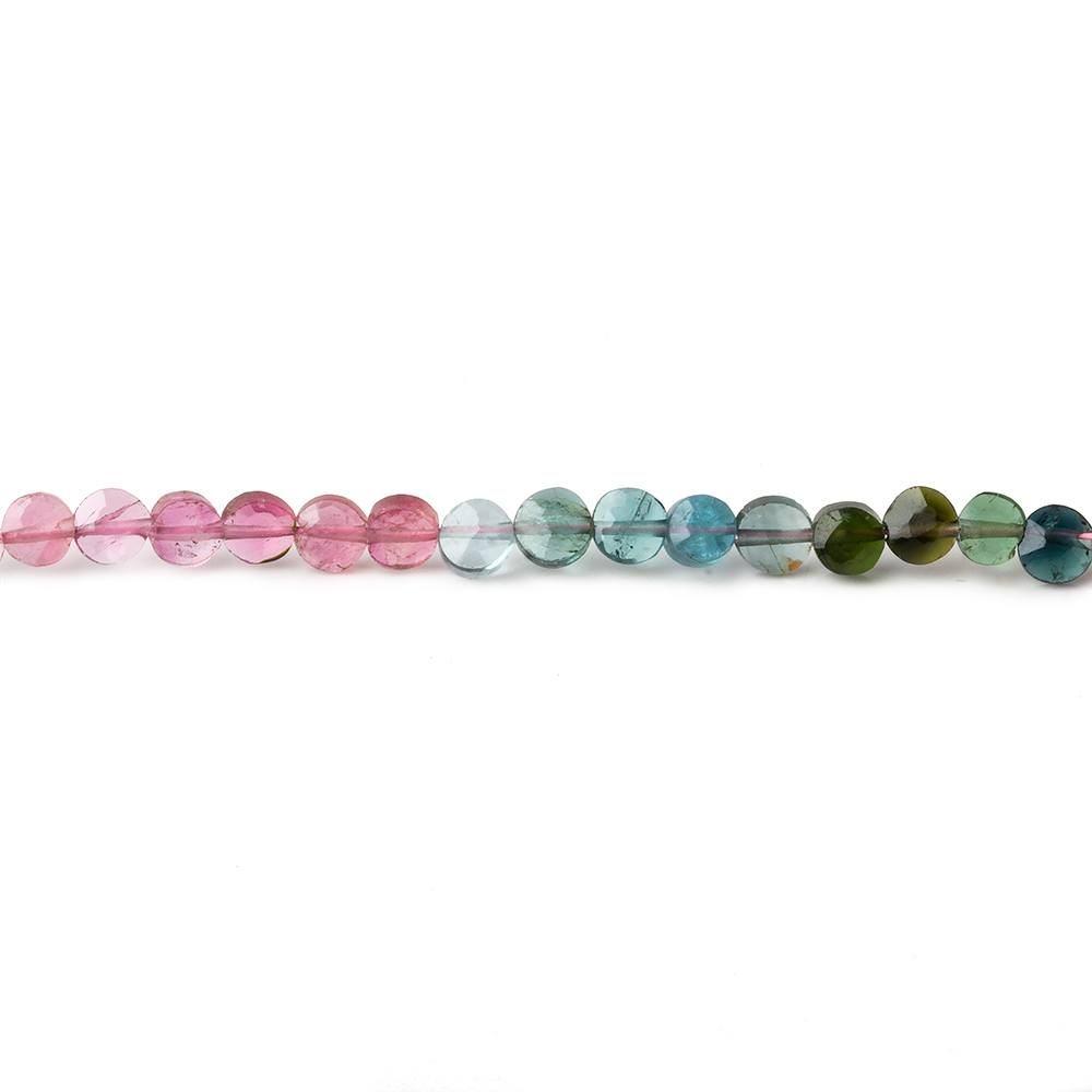 3.5-4mm Multi Color Tourmaline faceted coin Beads 14 inch 89 pieces