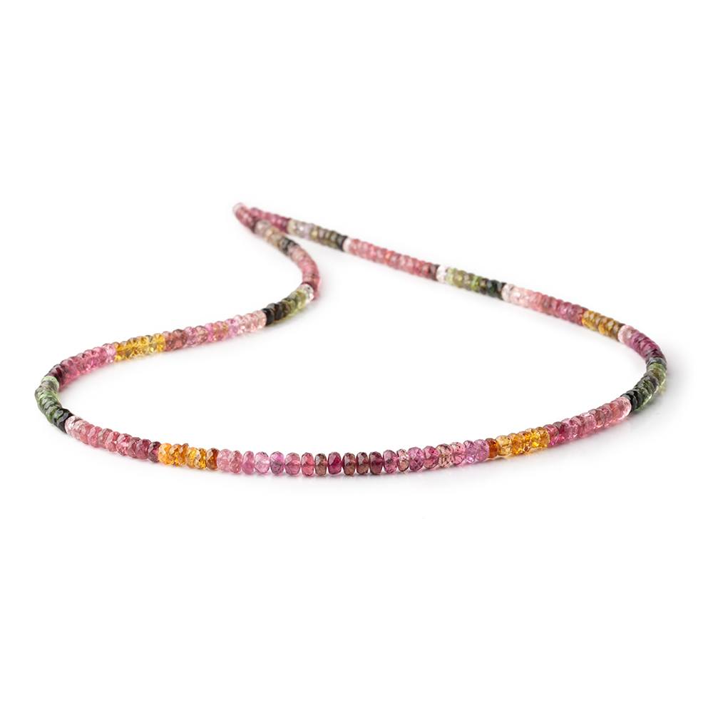 3.5-4mm Multi Color Tourmaline Faceted Rondelle Beads 18 inch 190 pieces AAA