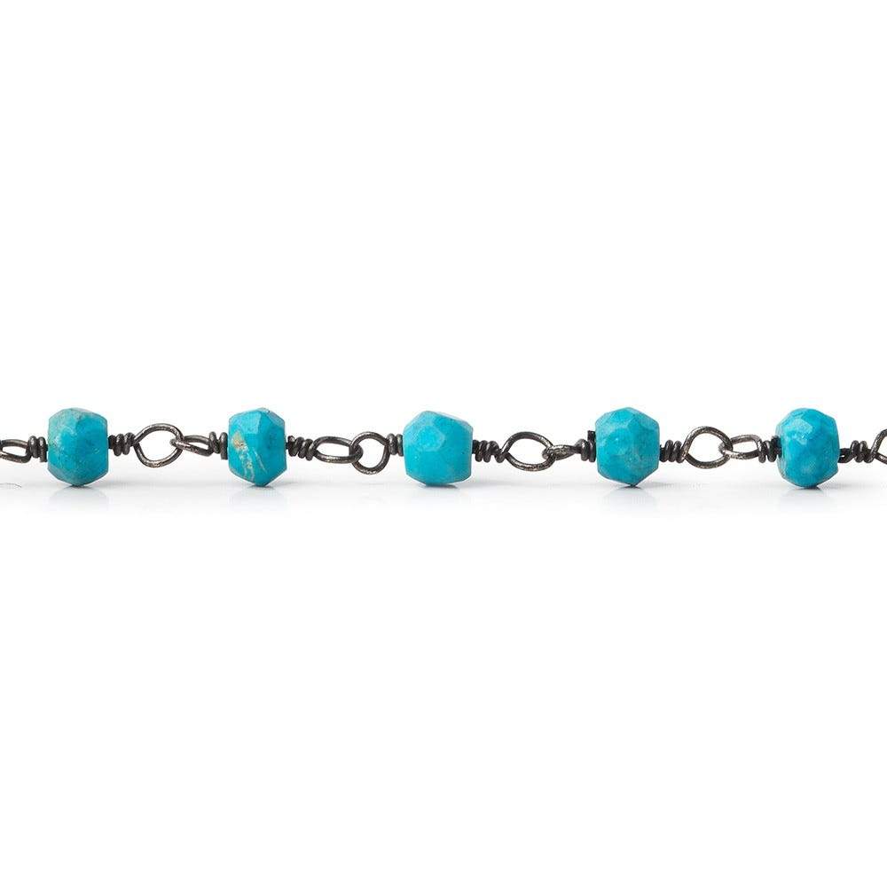 3.5-4mm Turquoise Howlite Black Gold Chain by the foot 37 pcs