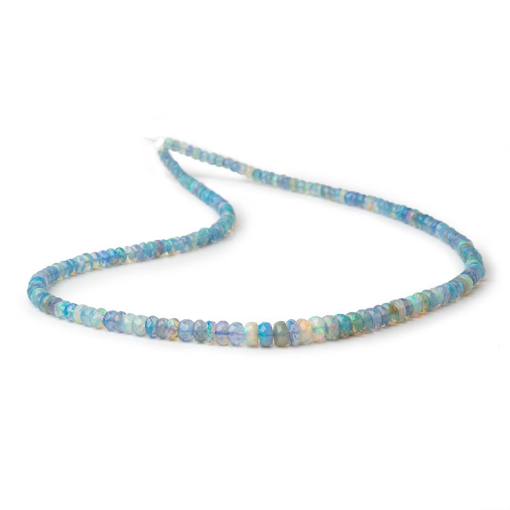 3.5-5.5mm Antique Blue Ethiopian Opal Faceted Rondelles 16 inch 175 Beads AA