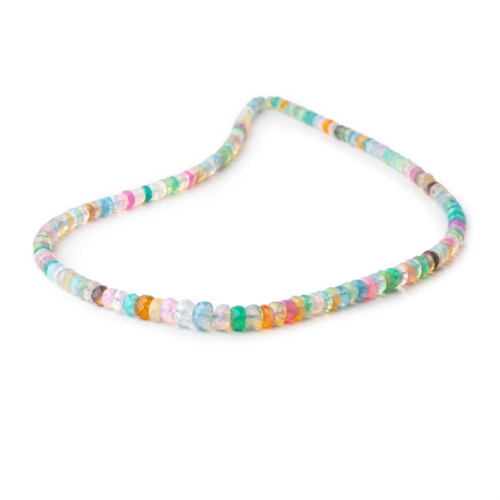 3.5-5.5mm Neon Multi Color Ethiopian Opal Faceted Rondelles 16 inch 172 Beads AA