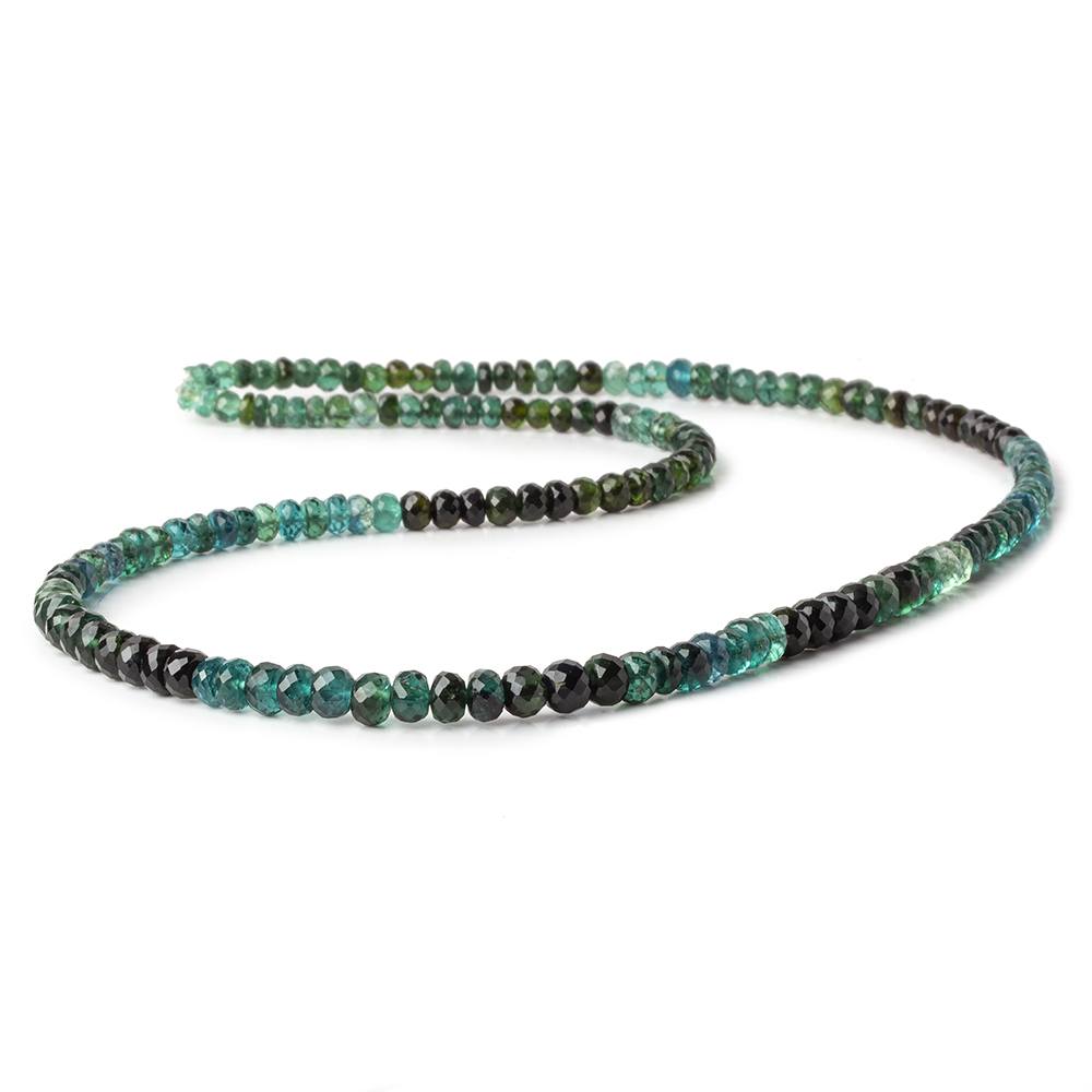 3.5-5mm Indicolite Blue & Chrome Green Tourmaline faceted rondelles 18 inch 158 pieces AA