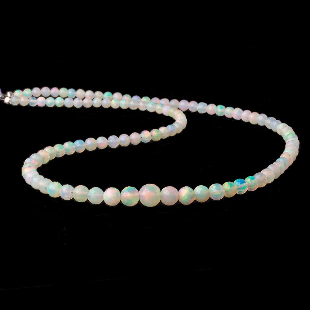3.5-6.5mm Ethiopian Cream White Opal faceted round beads 16 inch 100 pieces