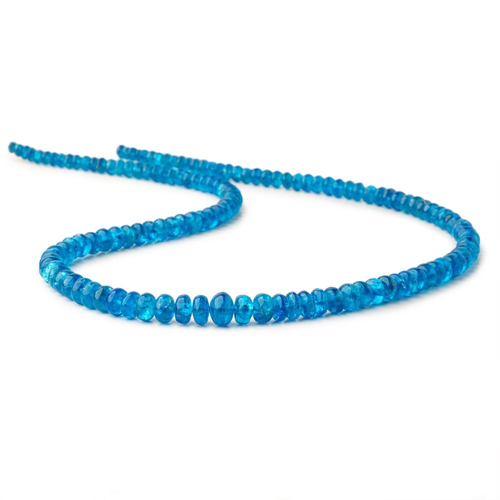 3.5-7.5mm Neon Blue Apatite plain rondelle beads 18 inch 135 pieces AA