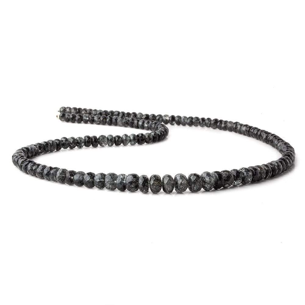 3.5-7mm Black Tourmalinated Quartz faceted rondelle beads 18 inch 135 pieces A