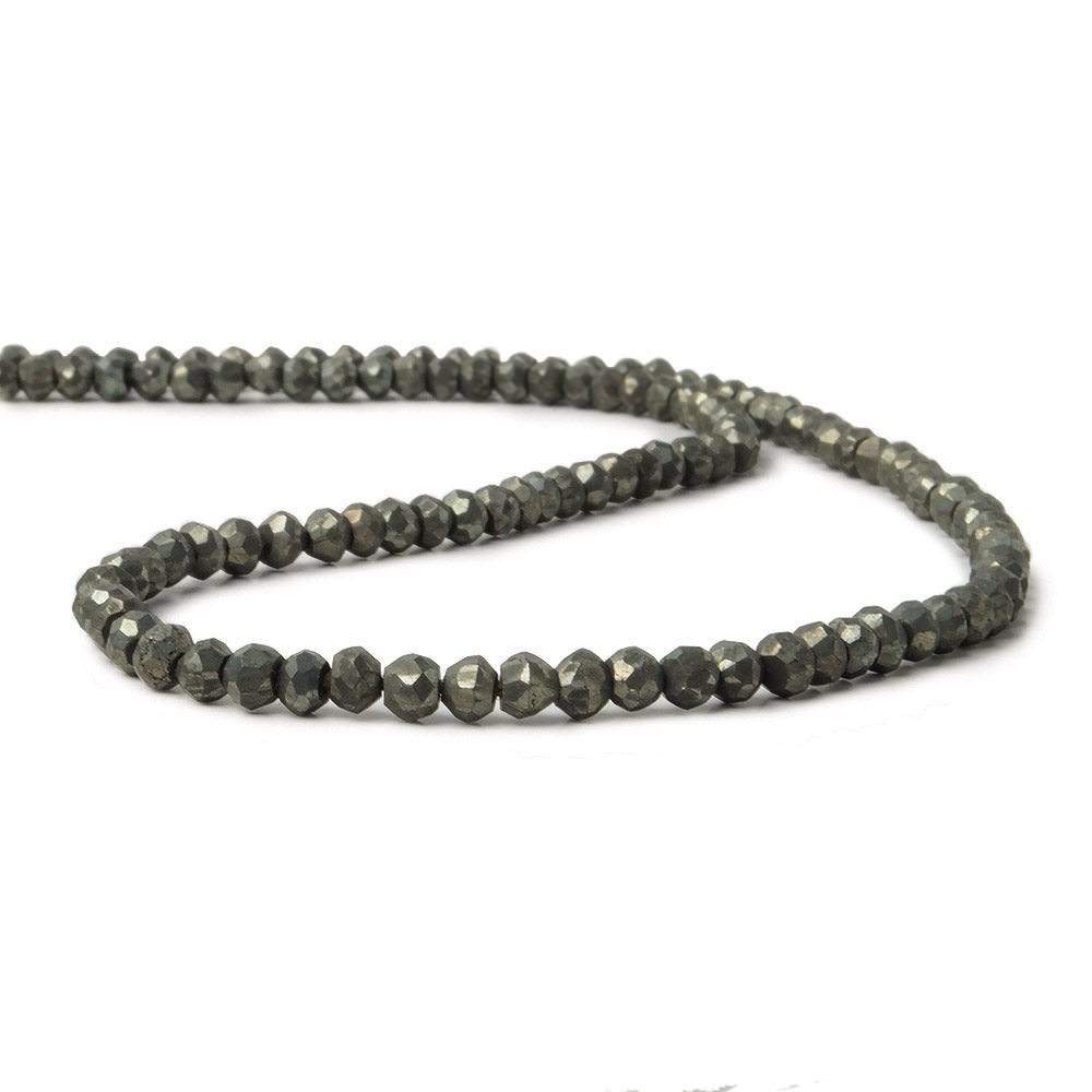 3.5 mm Matte Pyrite Faceted Rondelle 13.25 inch 139 beads