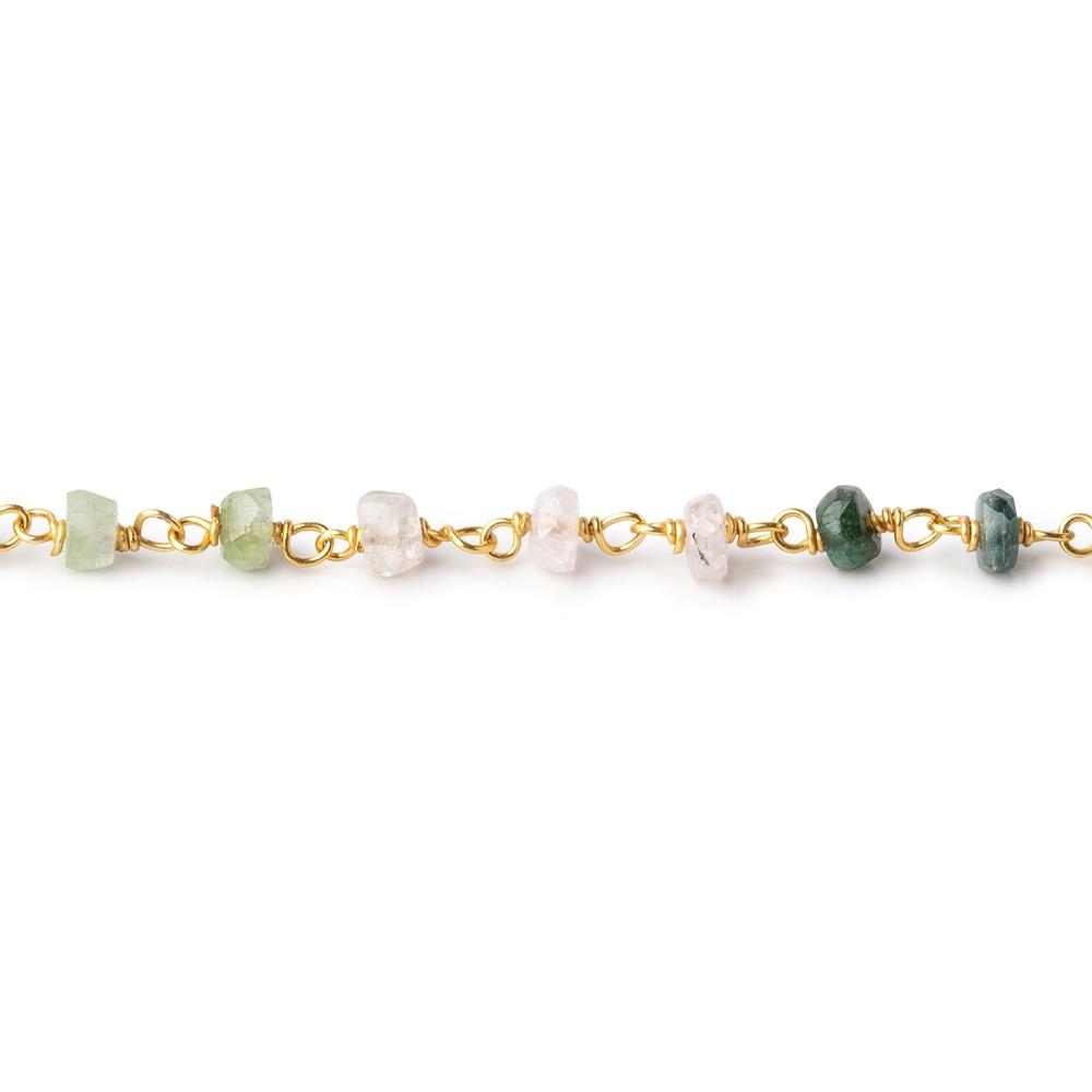 3.5mm Afghani Multi Color Tourmaline Faceted Rondelles on Vermeil Chain by the foot